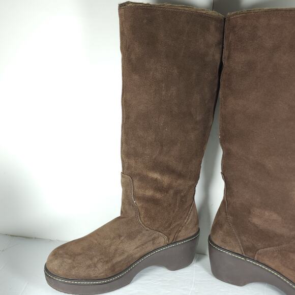 Crocs Women's US10 Brown Suede Pull On Wedge Knee High Riding Boots - Picture 5 of 16